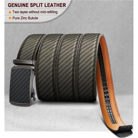 Mens Belts 2 Pack, Ratchet Sliding Belt Adjustable For Mens Dress Casual Pants - Picture 5 of 7